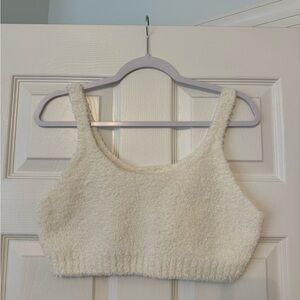 Cream Fuzzy Crop Top